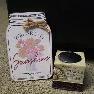 Wood Sign & Daughter Keepsake Candle Holder Set